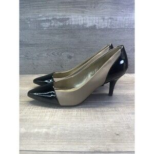 Bandolino Pointed Toe Pumps Tan Black Size 9 M 3 Inch